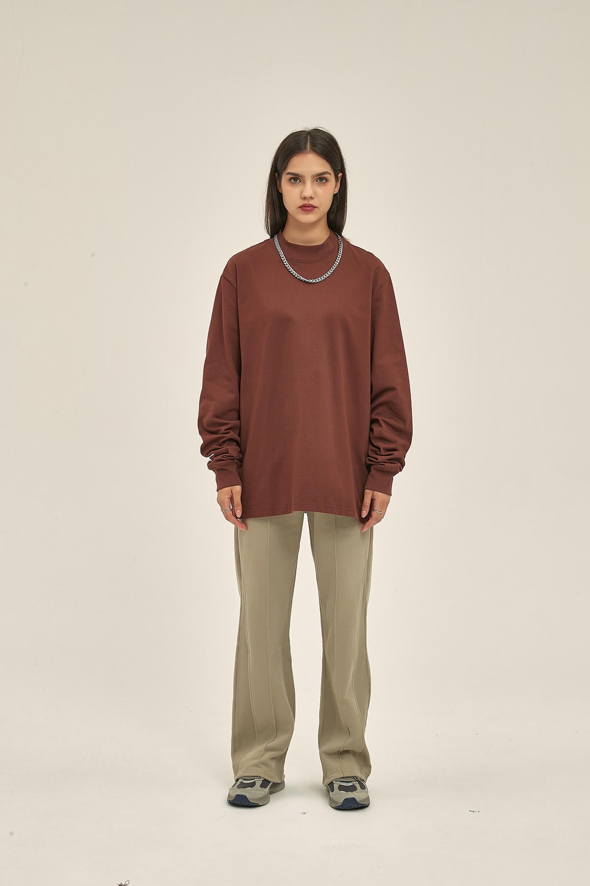 345G High Neckline Women Long Sleeve T-Shirt - image 5