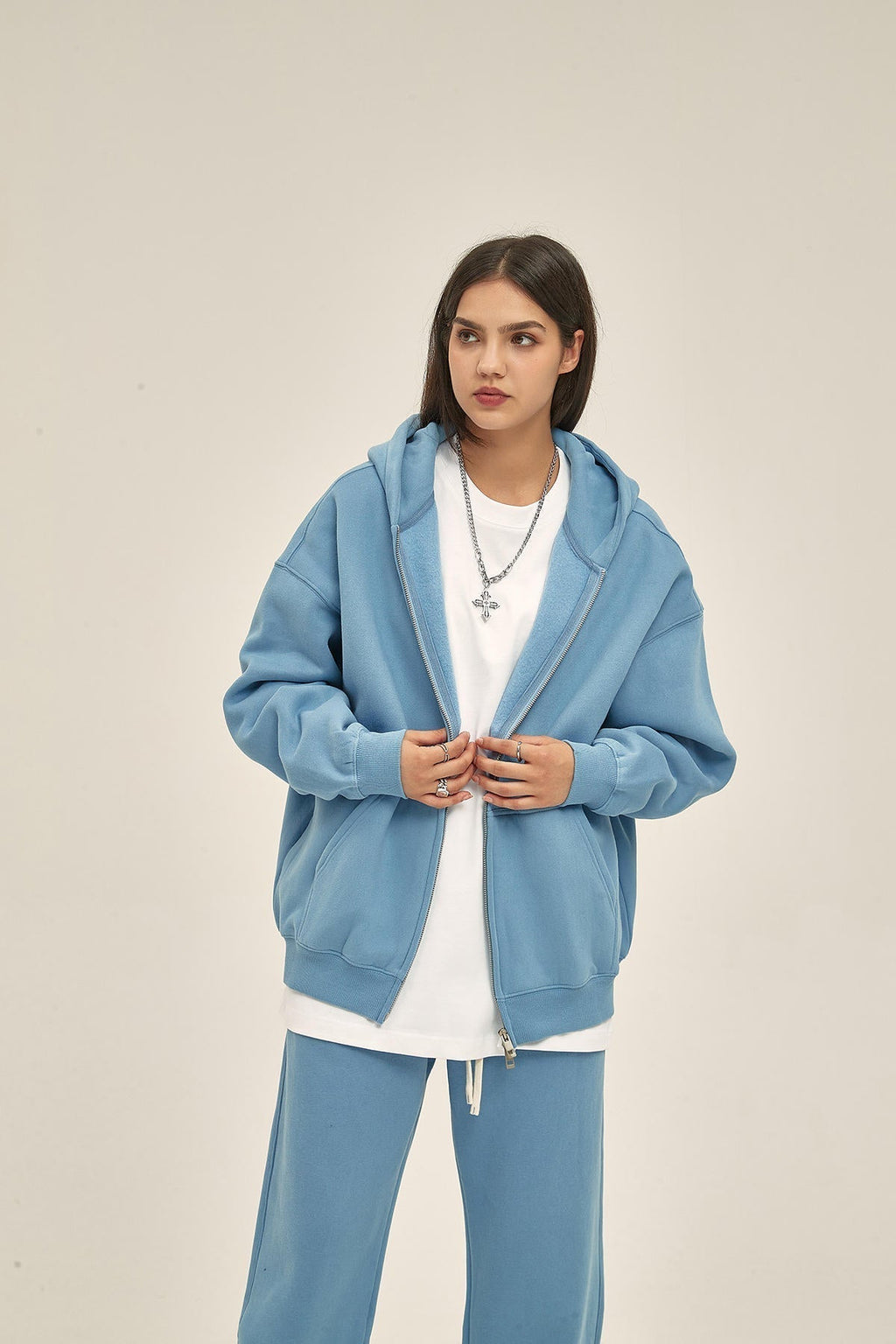350G Fleece Zip Women Hoodie - image 1