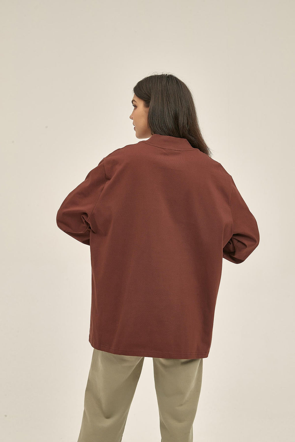 345G High Neckline Women Long Sleeve T-Shirt - image 4